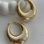 Özel Seri Büyük Boy Oval Kalın  Halka Gold Küpe