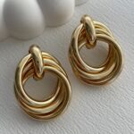 Özel Seri  Büyük Boy Üçlü Halka Gold Küpe