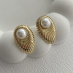 Özel Seri Gold Tırtıklı İnci Küpe
