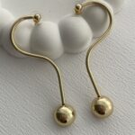 Özel Seri S Tasarım Ucu Top Maksi Gold Küpe