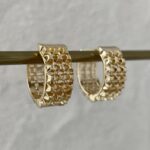 Özel Seri Kare Örgü Desen Gold Küpe