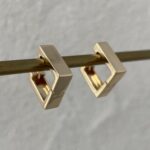 Özel Seri Minik Kalın Kare Tasarım Gold Küpe