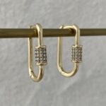 Özel Seri Minik Oval Zirkon Taş Gold Küpe
