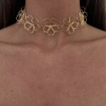 Özel Seri Tel Çiçek Tasarım Gold Choker Kolye