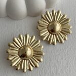 Özel Seri Çiçek Tasarım Gold Küpe
