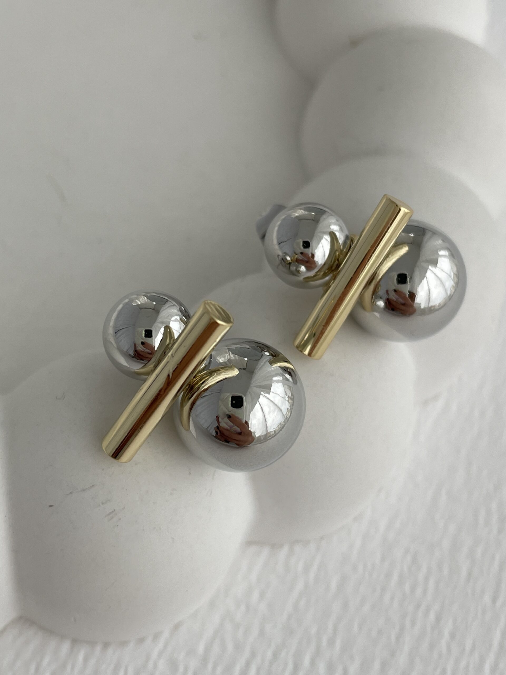 img_0864 Özel Seri Top Gümüş&Gold Çubuk Küpe