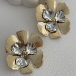 Özel Seri Gold&Gümüş Çiçek Tasarım Küpe