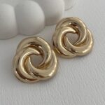 Özel Seri Üçlü Sarmal Tasarım Gold Küpe