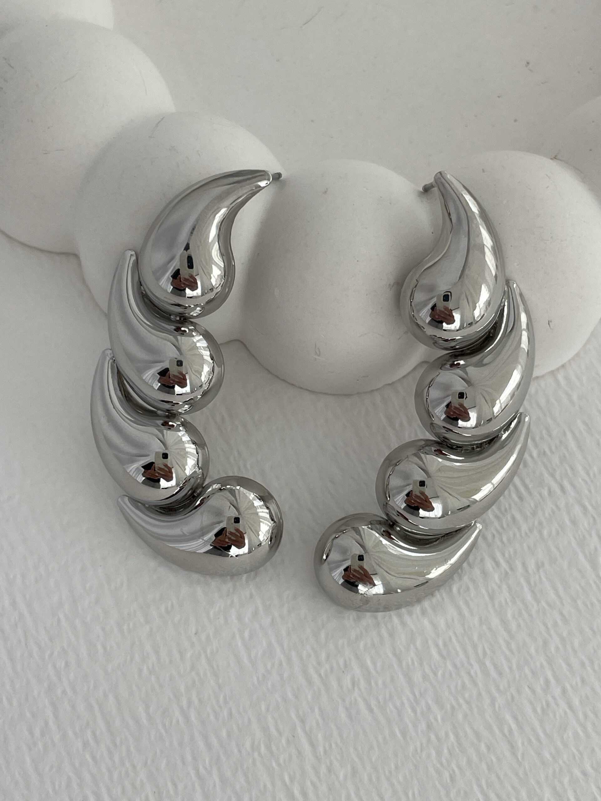 img_1085 Özel Seri Çoklu Damla Tasarım Büyük Gümüş Küpe