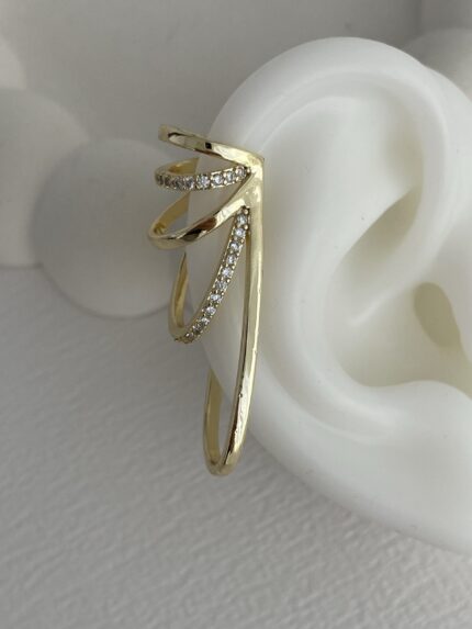 Özel Seri Gold Zirkon Taşlı Çoklu Oval Tasarım  Sol Kulak Earcuff