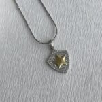 Çelik Zirkon Taşlı Gold & Gümüş Yıldız Tasarım Kolye
