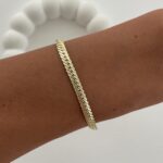 Özel Seri Desenli Ezme İtalyan  Gold Bileklik 4mm 22cm