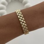 Özel Seri Saat Kordon Desenli Gold Bileklik 19cm