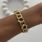 Özel Seri Kare Zincir Tasarım Gold Bileklik
