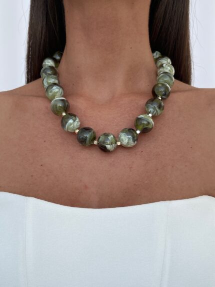 Özel Seri Yeşil Sedef Top Kolye