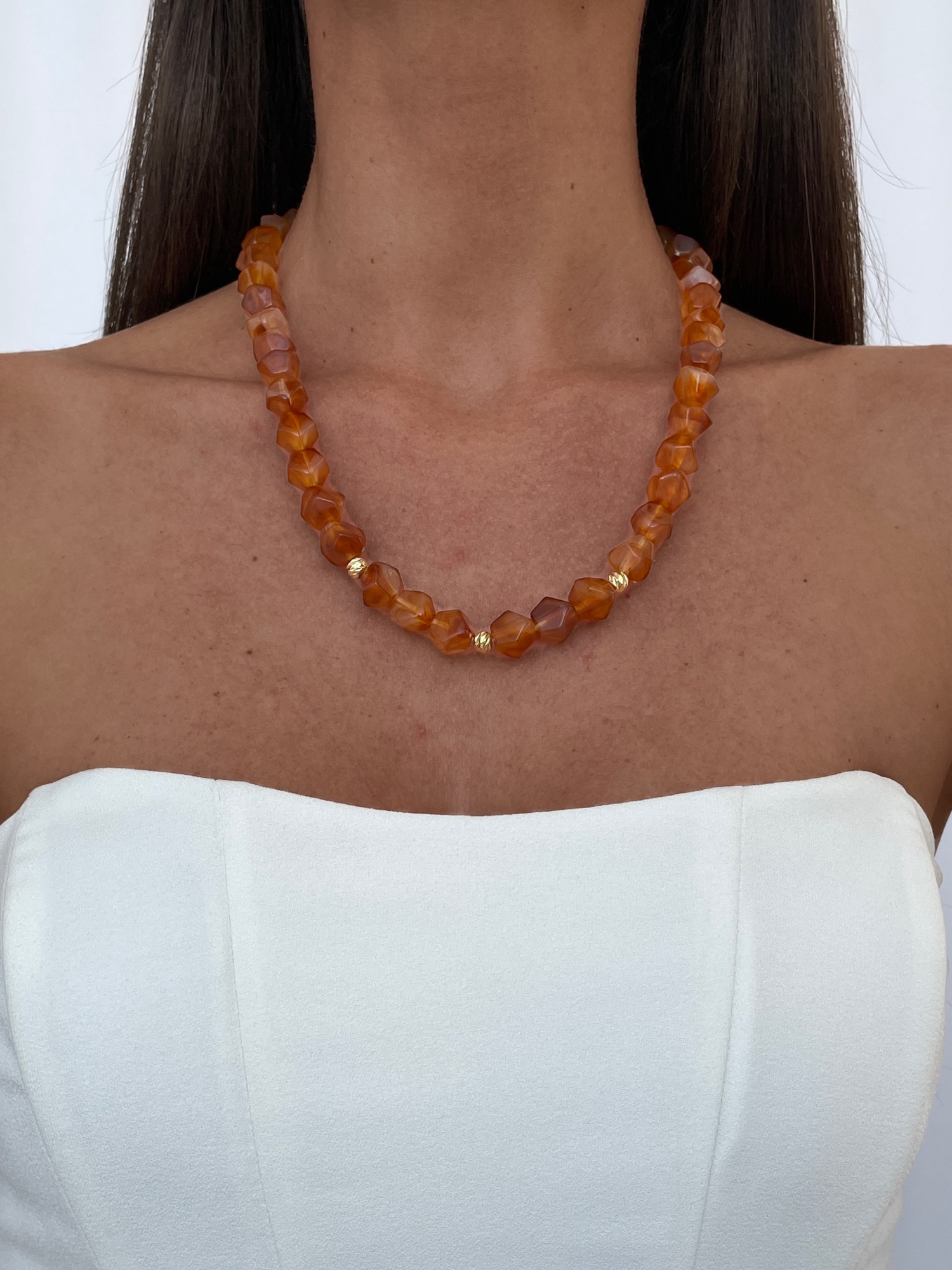 img_4105 Özel Seri Açık Kahve Altıgen Kolye