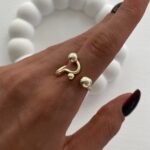 Özel Seri Üç Toplu Geometrik Tasarım Ayarlanabilir Gold Yüzük