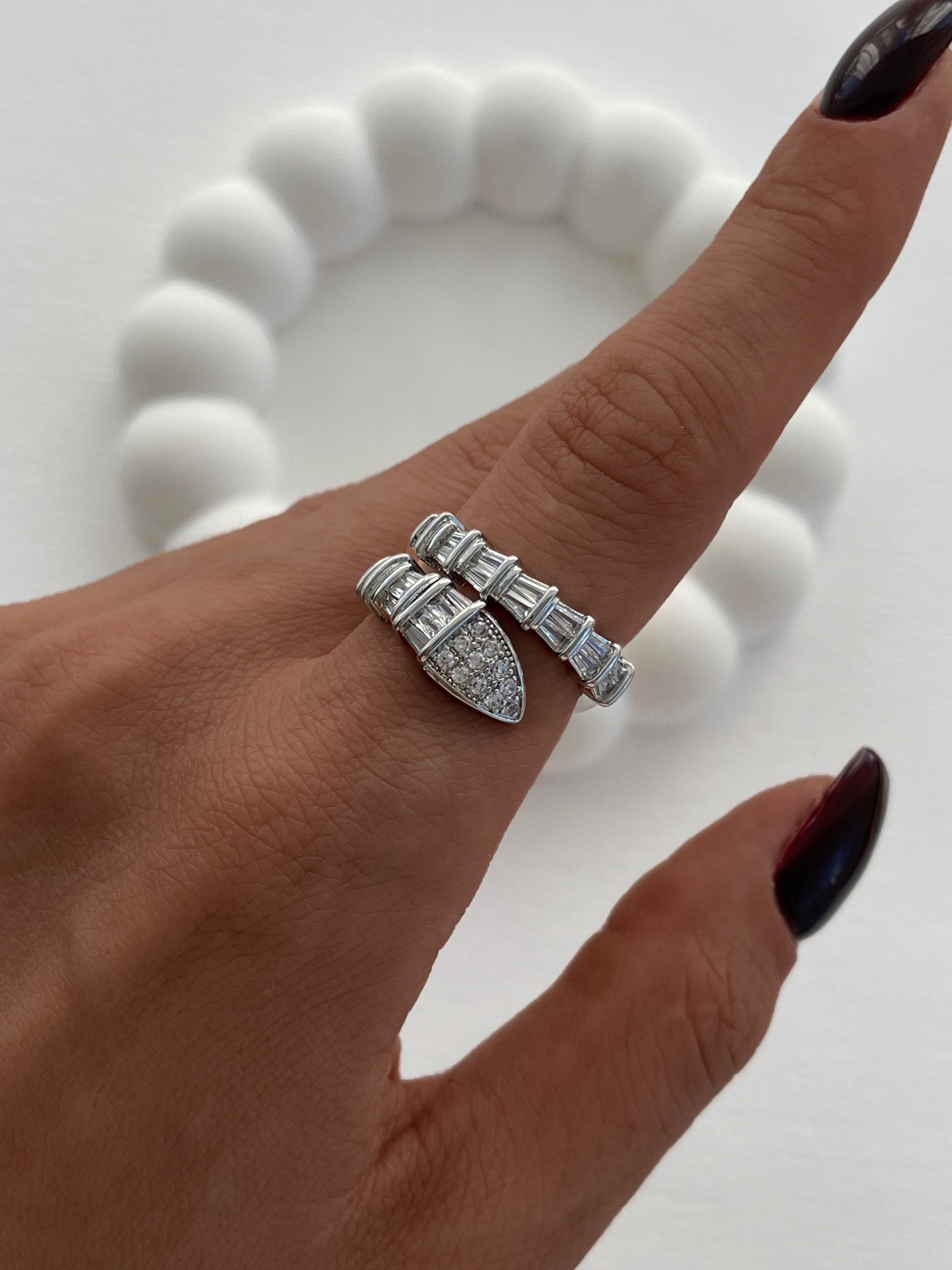 img_5490 Özel Seri Yılan Tasarım Ayarlanabilir Gümüş Yüzük