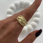 Özel Seri Geometrik Tasarım Ayarlanabilir Gold Yüzük
