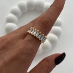 Özel Seri Baget Taşlı Ayarlanabilir Gold Yüzük