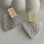 Özel Seri Gold & Gümüş Üçgen Küpe