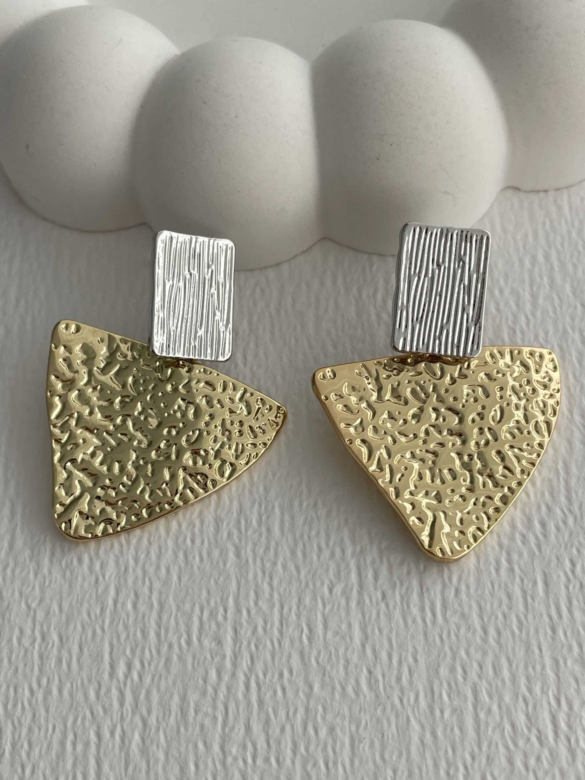 img_8103 Özel Seri Gümüş & Gold Üçgen Küpe