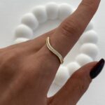 Özel Seri Zirkon Taşlı S Tasarım Ayarlanabilir Gold Yüzük