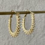 Özel Seri Oval Tasarım Dikdörtgen Spiral Gold Küpe