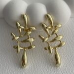 Özel Seri Çoklu İnce Damla Tasarım Gold Küpe