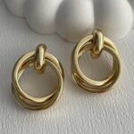 Özel Seri İç İçe Halka Orta Boy Gold Küpe