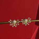 NS-XUPING Minik Zirkon Taş Güneş Tasarım Gold Küpe