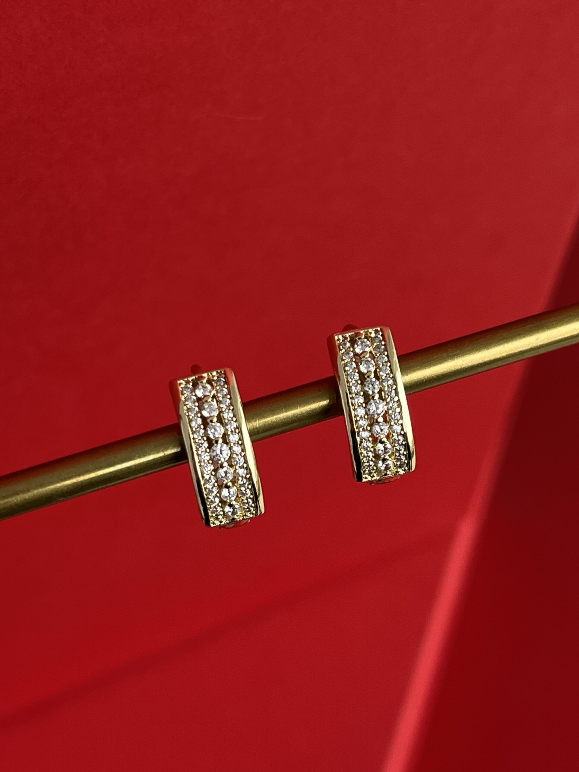 img_2492 NS-XUPING Minik Zirkon Taşlı Oval Gold Halka Küpe