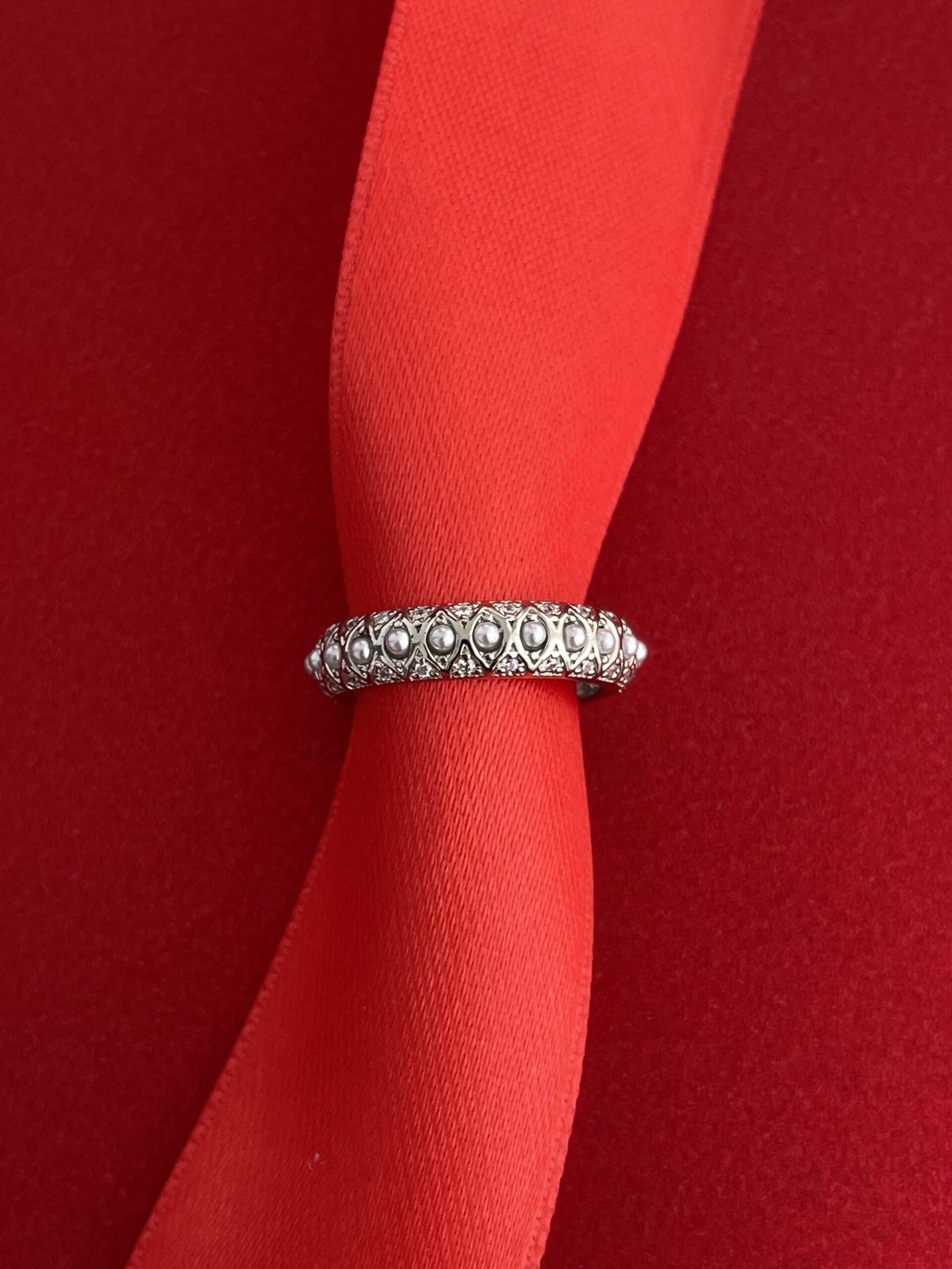 img_3077 NS-İnci & Zirkon Taşlı Tasarım Ayarlanabilir Gümüş Yüzük