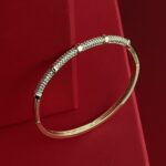 NS-Zirkon Taşlı Halka Tasarım Gold Kelepçe Bileklik