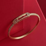 NS-Zirkon Taşlı Marka Model Gold Kelepçe Bileklik