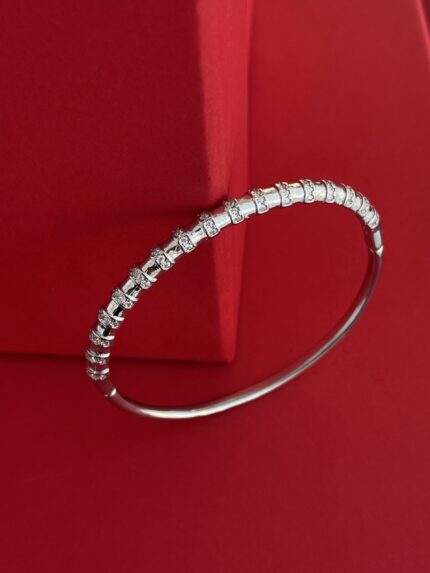 NS-Zirkon Taşlı Simit Tasarım Gümüş Kelepçe Bileklik