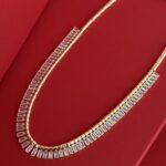 NS-Baget Taşlı Premium Tasarım Gold Kolye