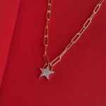 NS-Zirkon Taşlı Yıldız Tasarım Gold Zincir Kolye