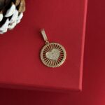 NS-Zirkon Taşlı Kalp Tasarım Gold Charm Uç