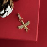 NS-Zirkon Taşlı Kuş Model Gold Charm Uç