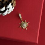 NS-Zirkon Taş İnce Güneş Model Gold Charm Uç