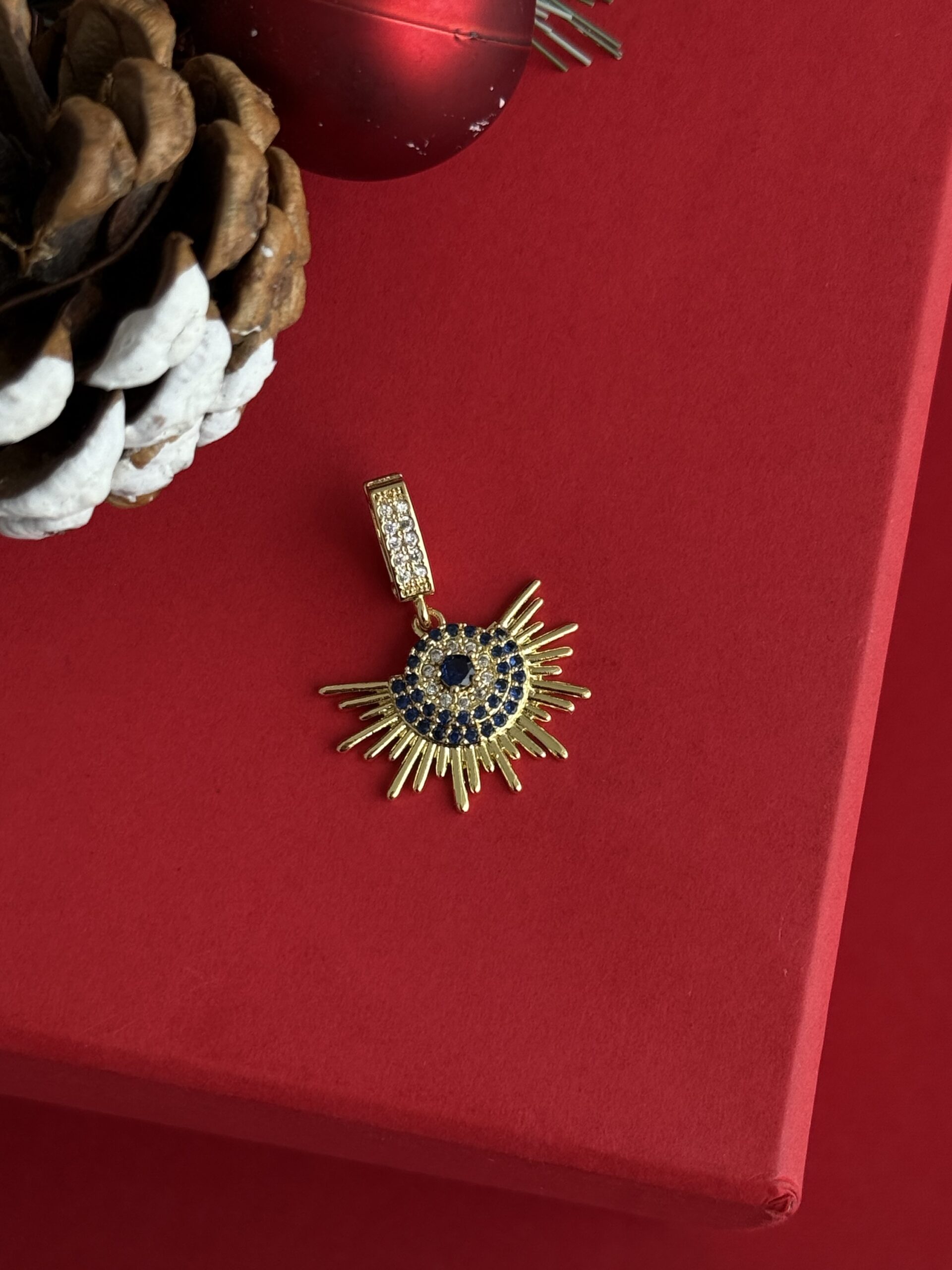 img_4056 NS-Lacivert Zirkon Taşlı Güneş Tasarım Charm Uç