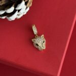 NS-Zirkon Taşlı Kaplan Model Gold Charm Uç