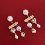 NS-ZR Model Kalp & Damla Detay İnci Gold Küpe