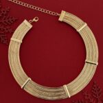 NS-Geometrik Desen Gold Choker Kolye