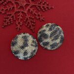 NS-Zirkon Taşlı Yuvarlak Tasarım Gold Leopar Küpe