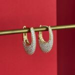 NS-Zirkon Taşlı Oval  Gold Küpe