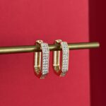 NS-Zirkon Taşlı Altıgen Küçük Gold Küpe