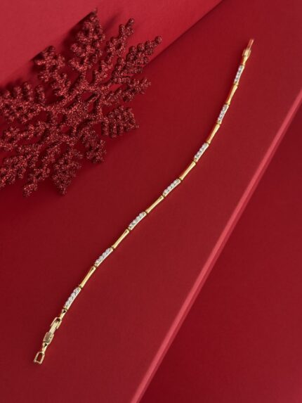 NS-Kemik Model Zirkon Taşlı Gold Bileklik