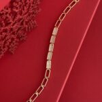 NS-Marka Model Zirkon Taş Zincir Tasarım Gold Bileklik
